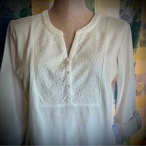 White Eyelet Embroidered Blouse Sz. M